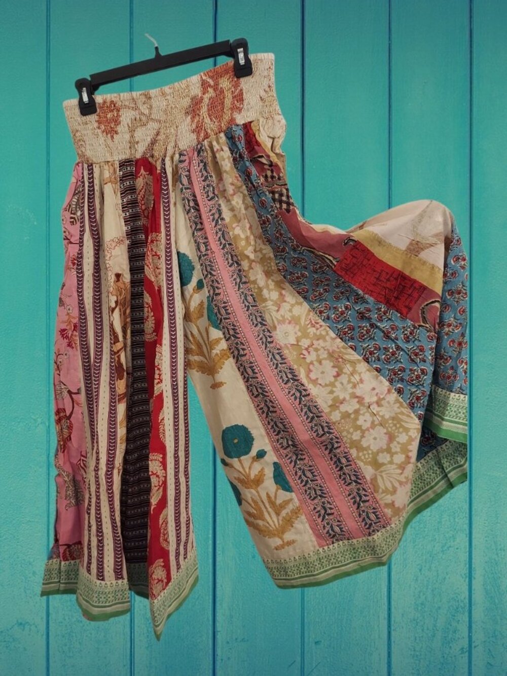 FREE SHIPPING! NWT Cotton Wide Leg Patchwork Traveler Lounge Pants-Large